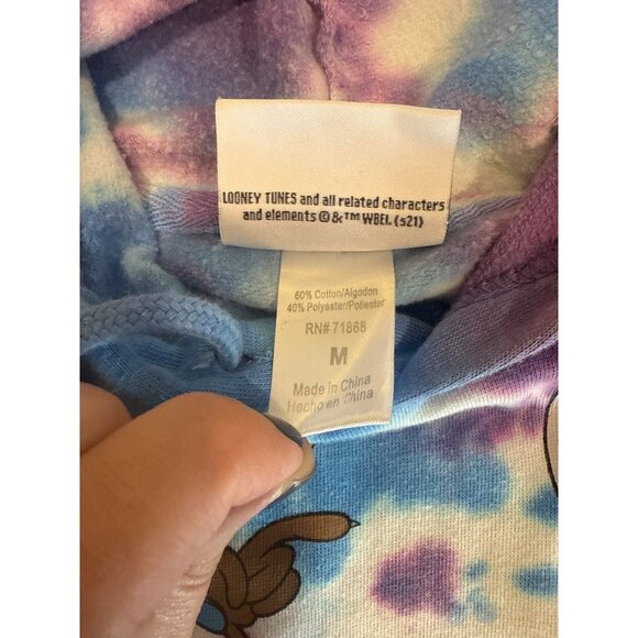 Looney Tunes Tie-Dye Hoodie M Wile E. Coyote Taz Bugs Bunny - Picture 5 of 8